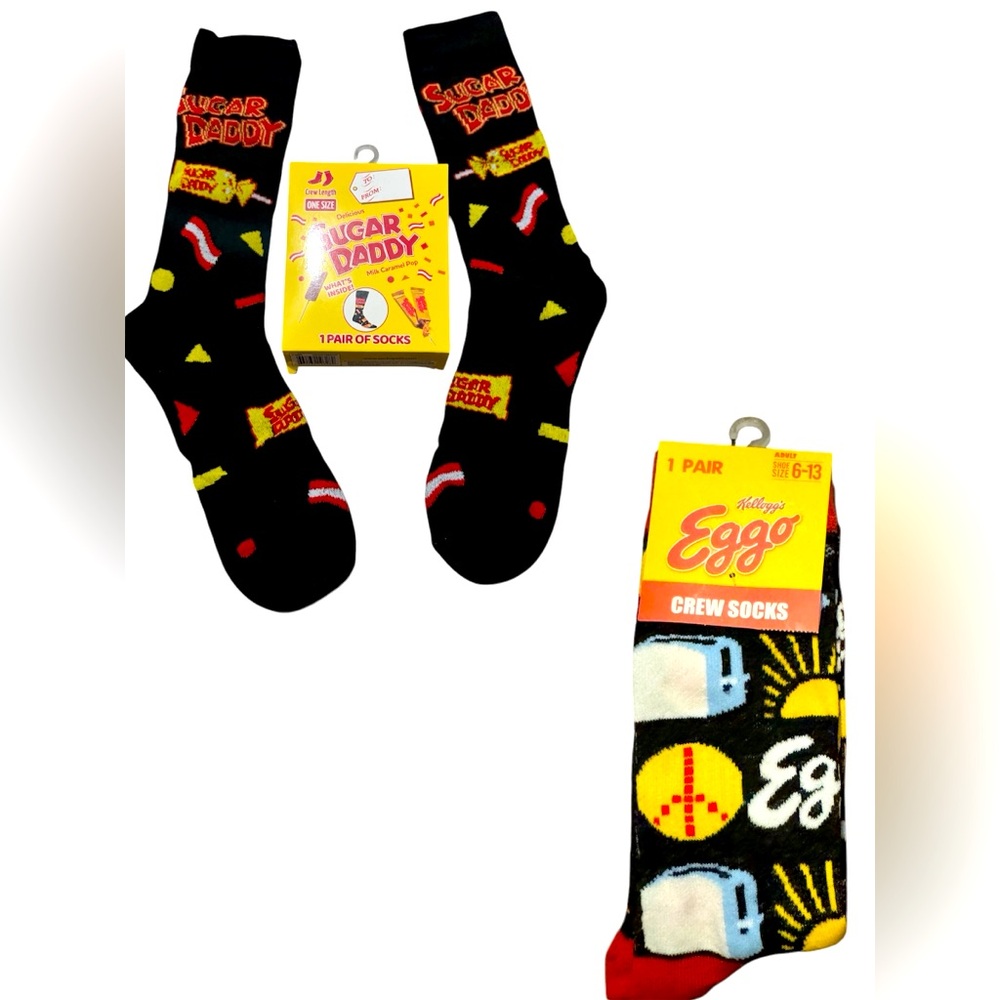 Leggo my Eggo & Sugar Daddy Socks NWT 2pair